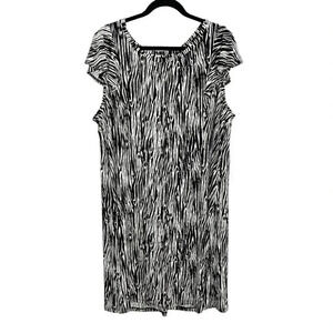 Lane Bryant Black & White Ruffle Sleeve Midi Dress Women's Plus Size 18/20 NEW